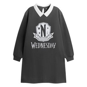 Wednesday Girls Unitas Est Invicta Sweatshirt Dress / Black